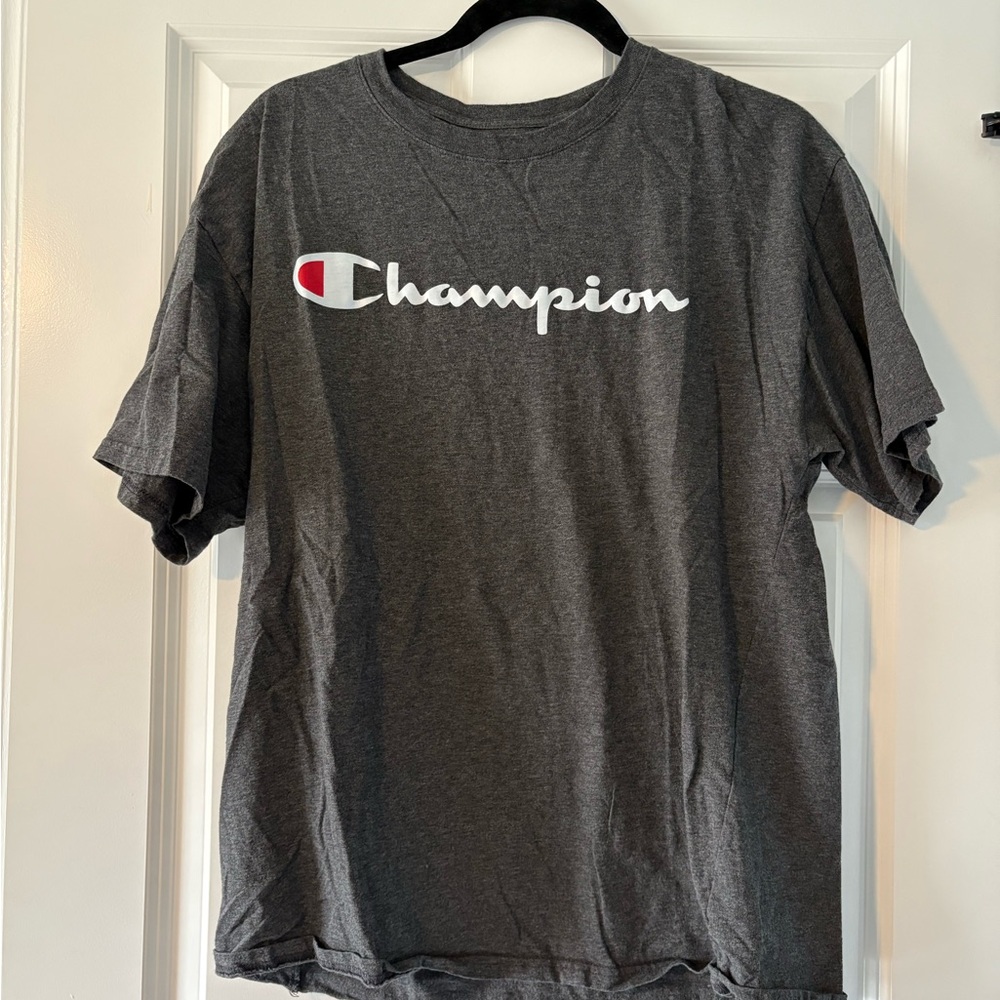 Champion Gray Short Sleeve Tee Classic Logo